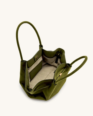 HANA MEDIUM SUEDE TOTE BAG - GREEN