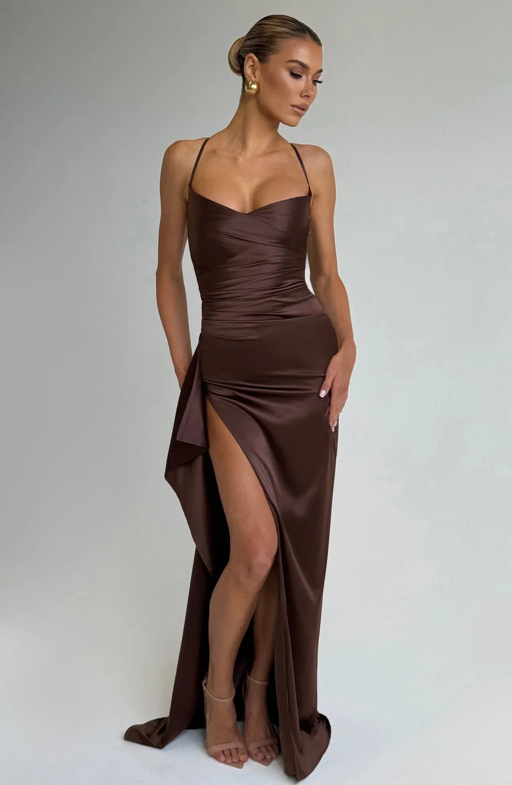 HELEN MAXI DRESS - PLUM BROWN