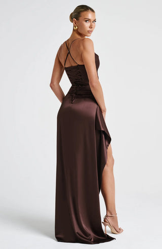 HELEN MAXI DRESS - PLUM BROWN