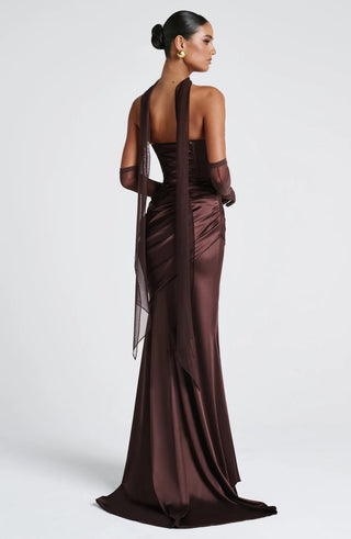 KENSINGTON MAXI DRESS - PLUM BROWN
