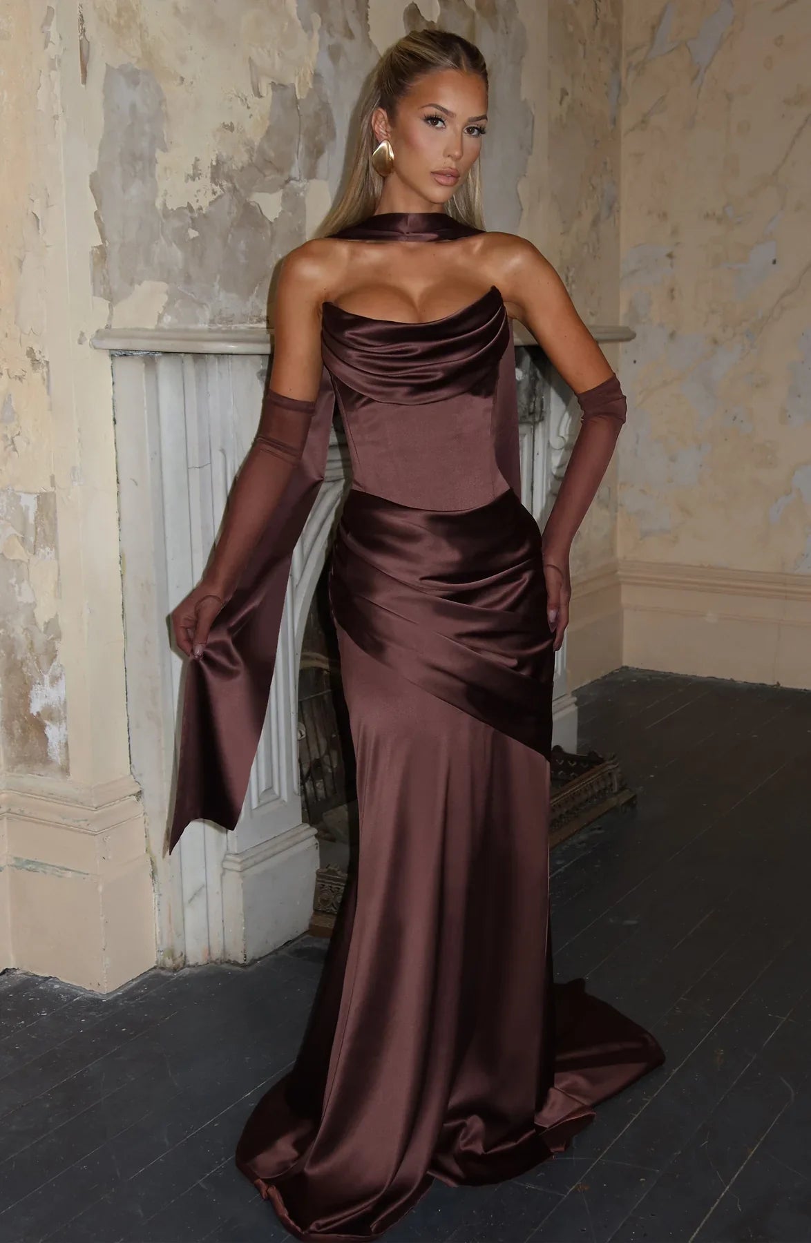KENSINGTON MAXI DRESS - PLUM BROWN