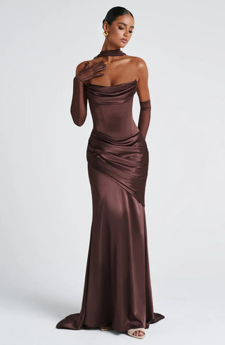 KENSINGTON MAXI DRESS - PLUM BROWN
