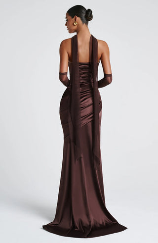 KENSINGTON MAXI DRESS - PLUM BROWN