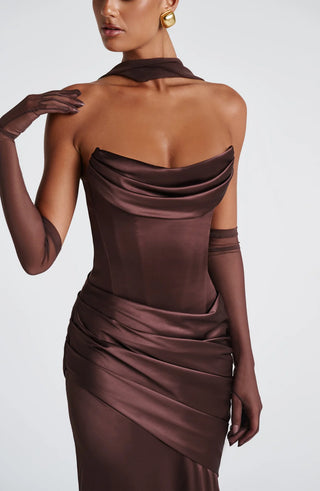 KENSINGTON MAXI DRESS - PLUM BROWN