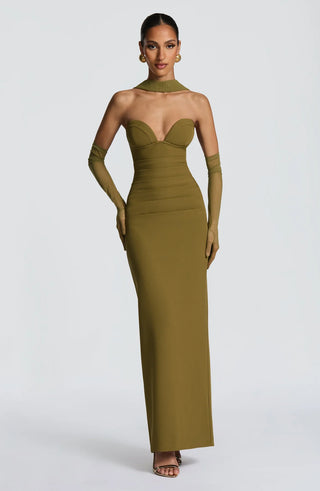 LINDSEY MAXI DRESS - OLIVE