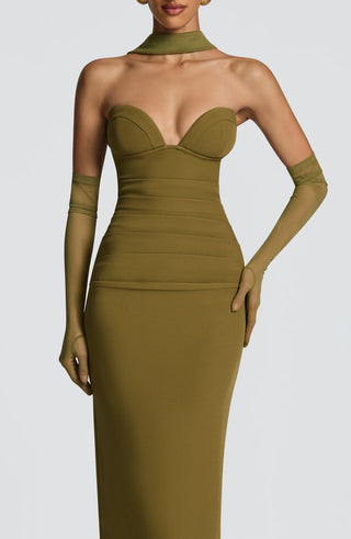 LINDSEY MAXI DRESS - OLIVE