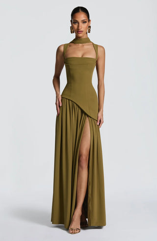 TULLULAH MAXI DRESS - OLIVE