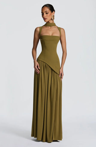 TULLULAH MAXI DRESS - OLIVE