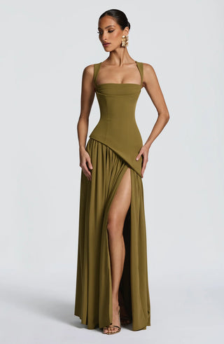 TULLULAH MAXI DRESS - OLIVE