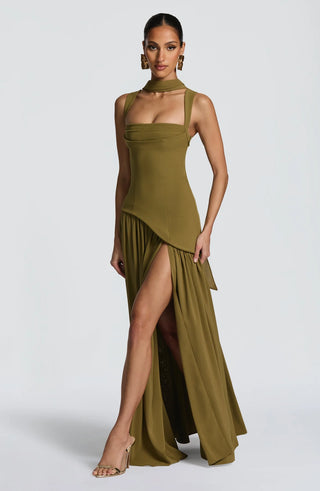 TULLULAH MAXI DRESS - OLIVE