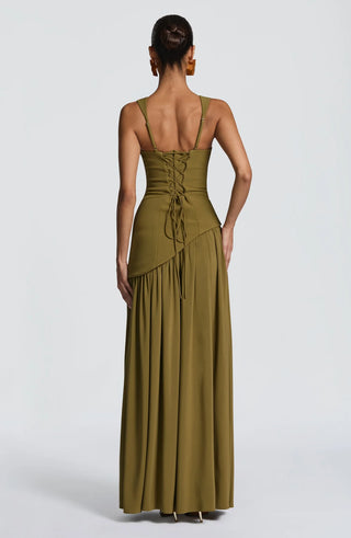 TULLULAH MAXI DRESS - OLIVE