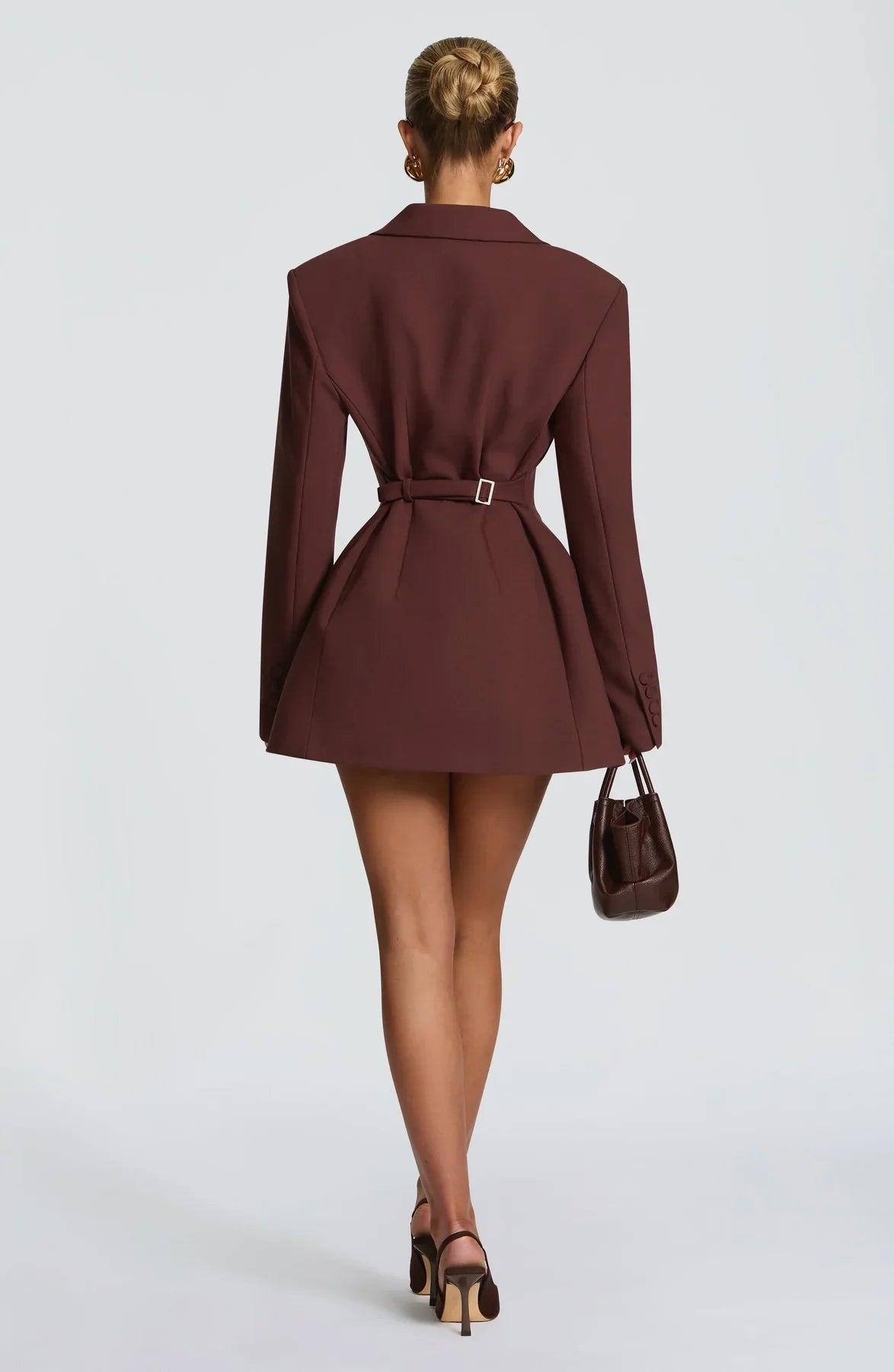 ELVIRA MINI DRESS - PLUM BROWN