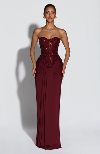 CARINA MAXI DRESS - BURGUNDY