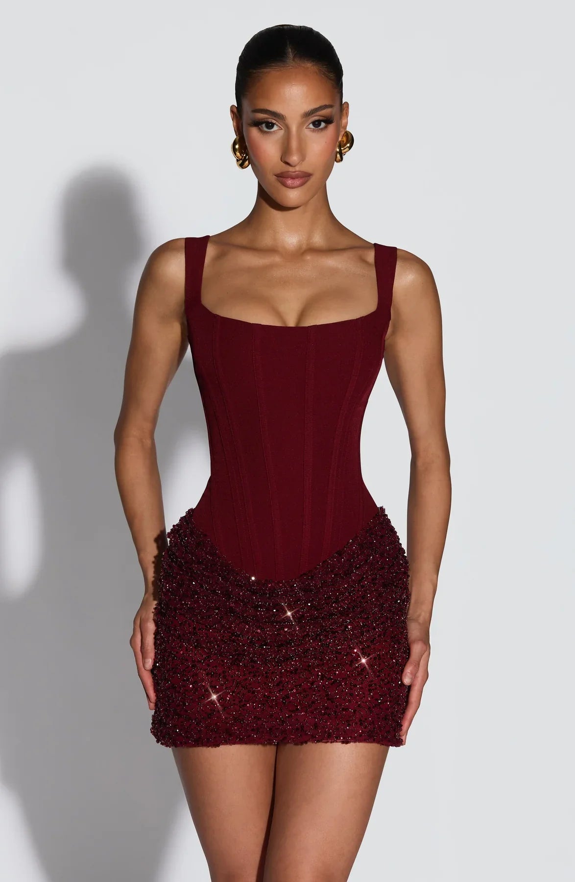YEONA MINI DRESS - BURGUNDY