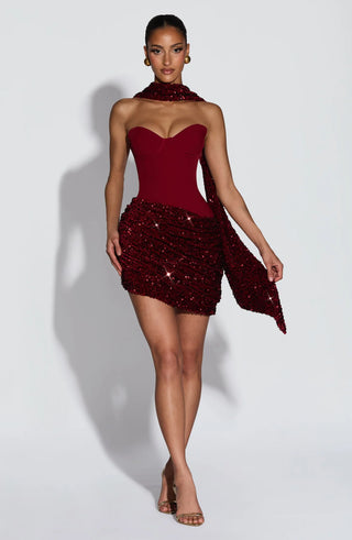 DENISE MINI DRESS - WINE