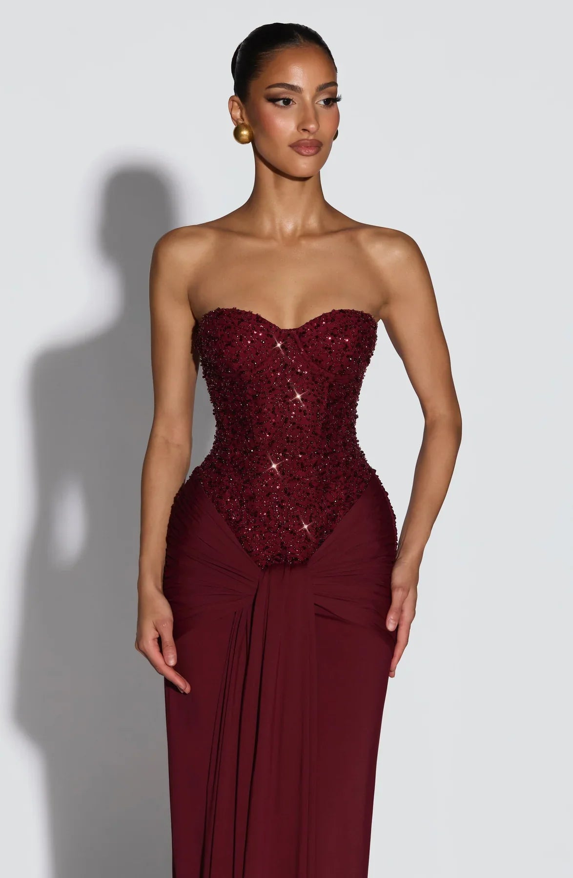 CARINA MAXI DRESS - BURGUNDY