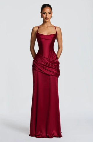 CONNIE MAXI DRESS - BURGUNDY