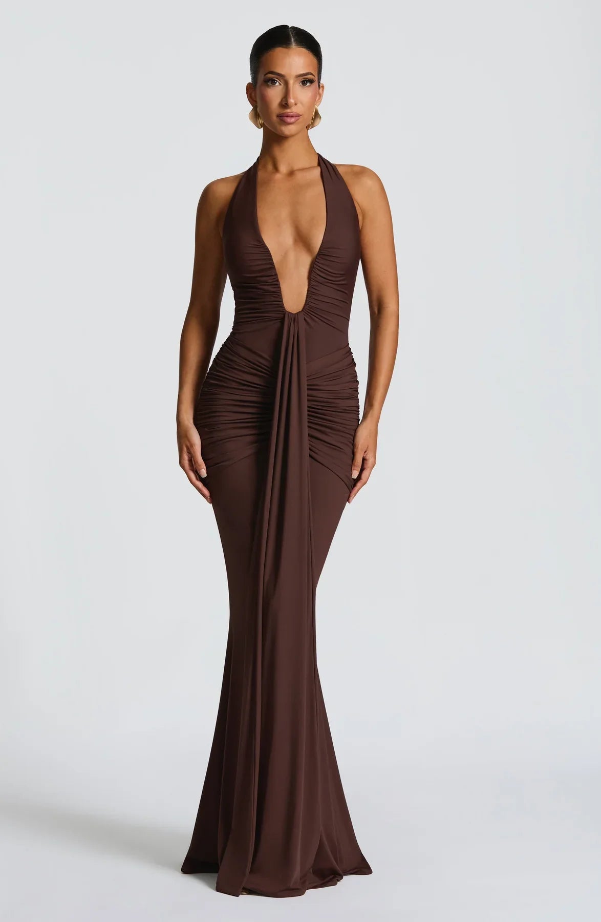 ROSETTA MAXI DRESS - PLUM BROWN