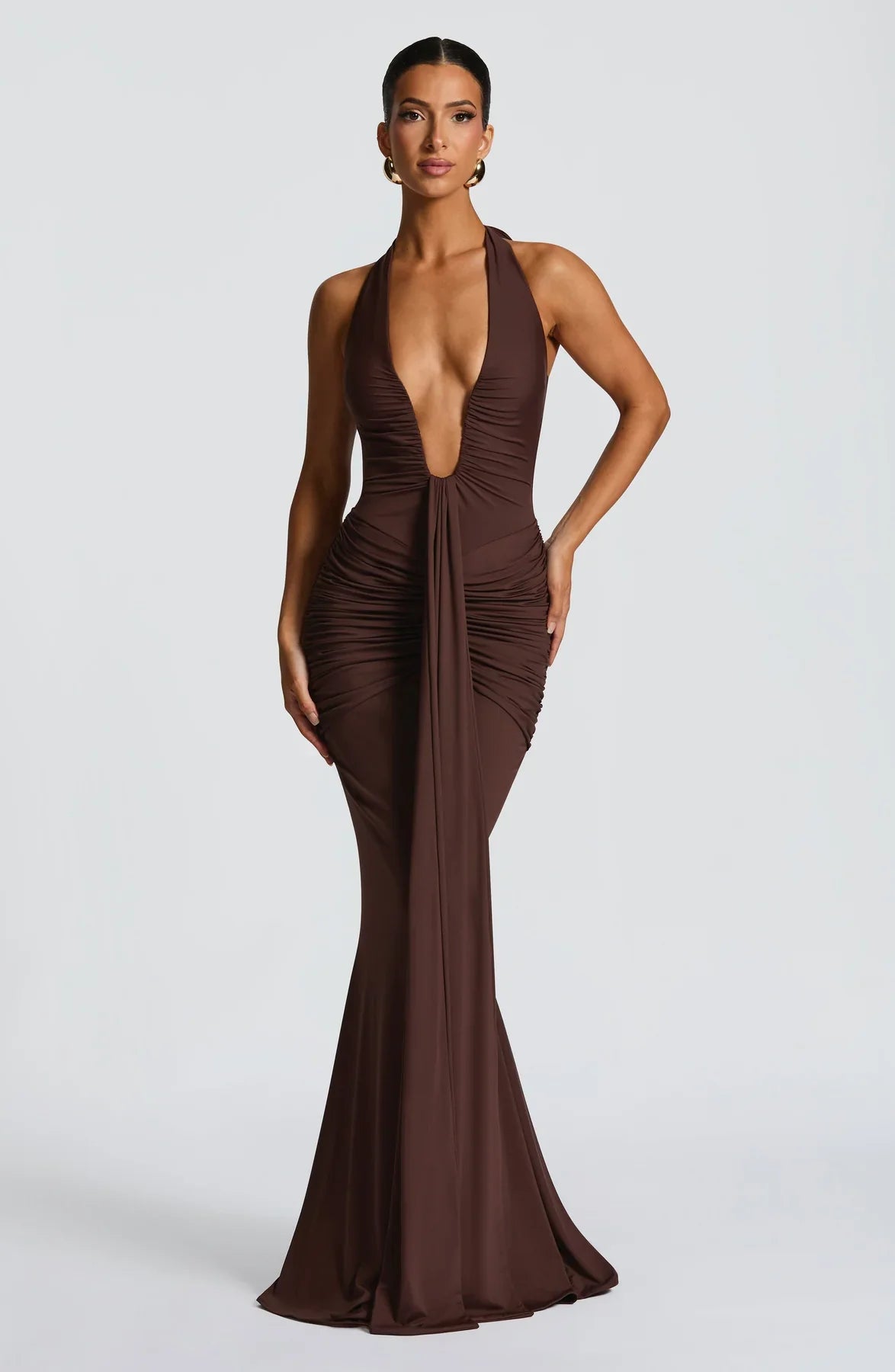 ROSETTA MAXI DRESS - PLUM BROWN