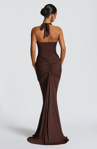 ROSETTA MAXI DRESS - PLUM BROWN