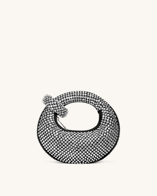 CRYSTAL MINI TOP HANDLE BAG - SILVER