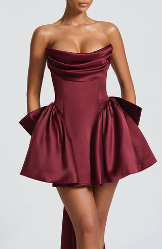 TRINITY MINI DRESS - BURGUNDY