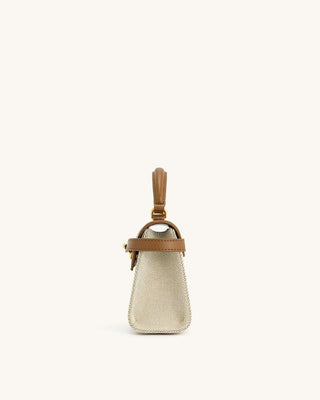 ELISE TOP HANDLE BAG - BROWN/CREAM