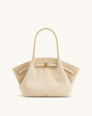 HANA MEDIUM SUEDE TOTE BAG - WHITE
