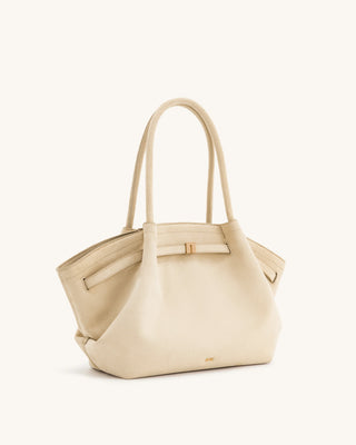 HANA MEDIUM SUEDE TOTE BAG - WHITE